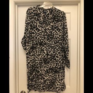 Lands End Leopard Shirt Dress/ Cover-up